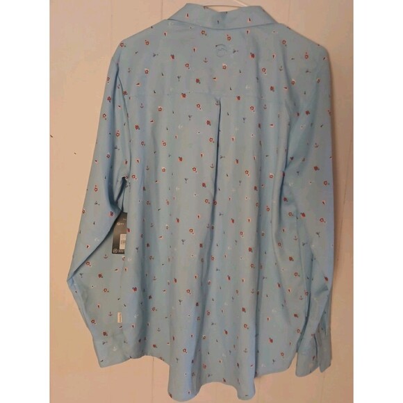 Womens XL Magellan Fish Gear Aransas Pass Henley Clear Sky Boats Classic Fit - Picture 7 of 9